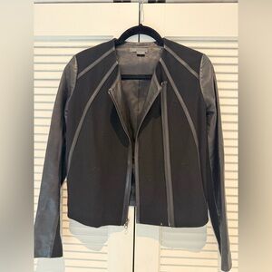 Vince Black Leather and Fabric Blazer